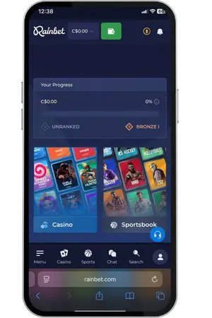 Rainbet Casino Website Opened in Safari Mobile Browser