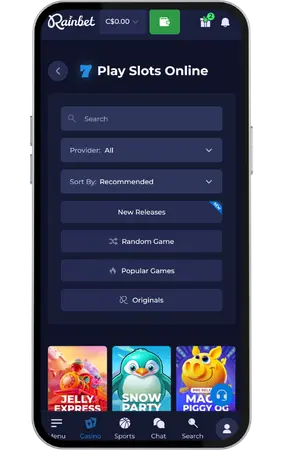 Rainbet Casino Slot Games Library and Search Filters
