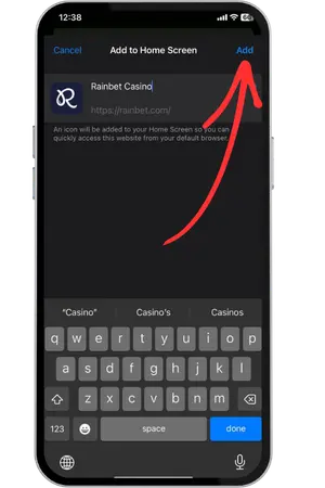 Rainbet Casino Tap Add icon
